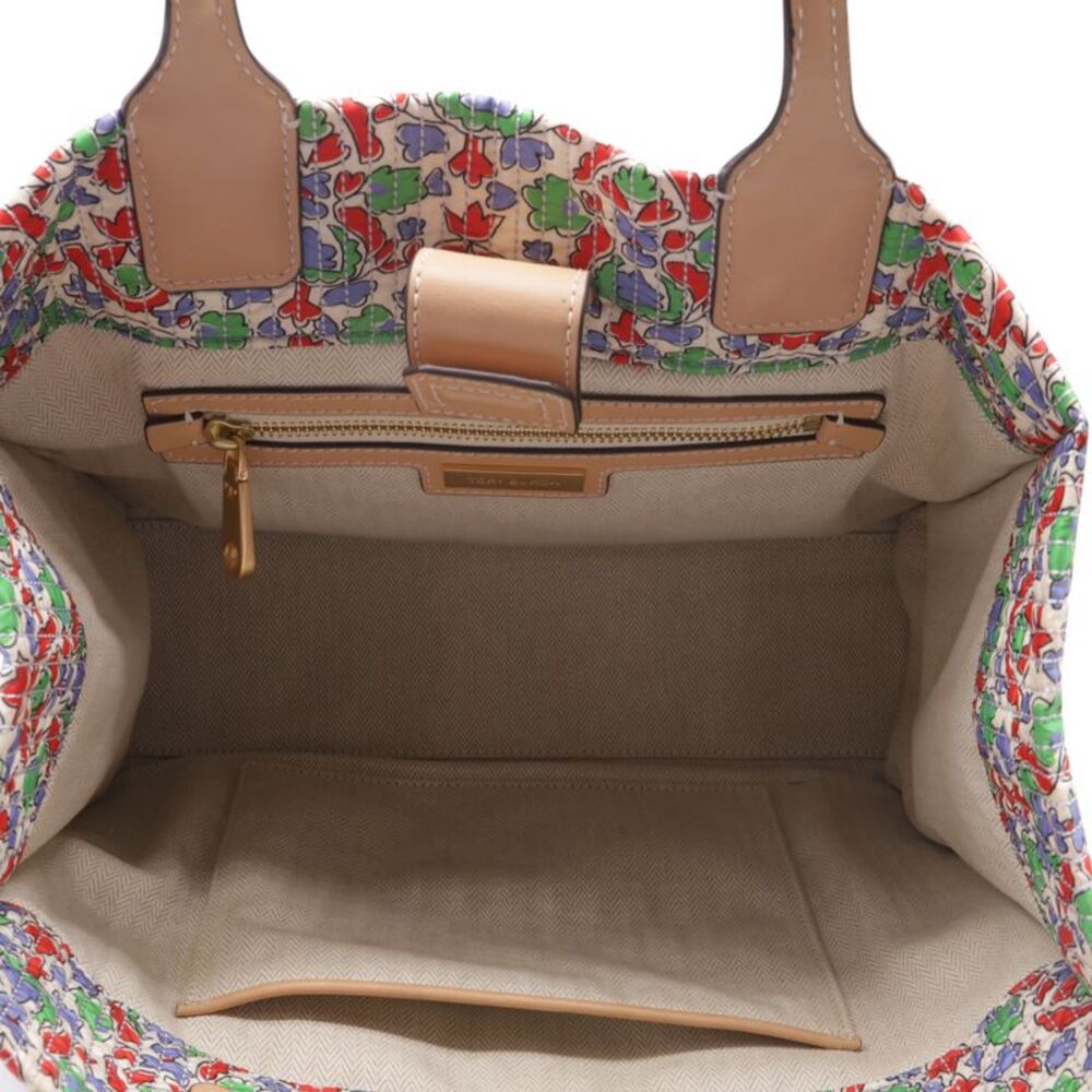 Tory Burch Ella Floral Quilted Tote Bag in Multicolor Nylon - Picture 9 of 11